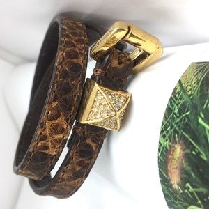 Michael Kors Brown Python Embossed Leather Wrap